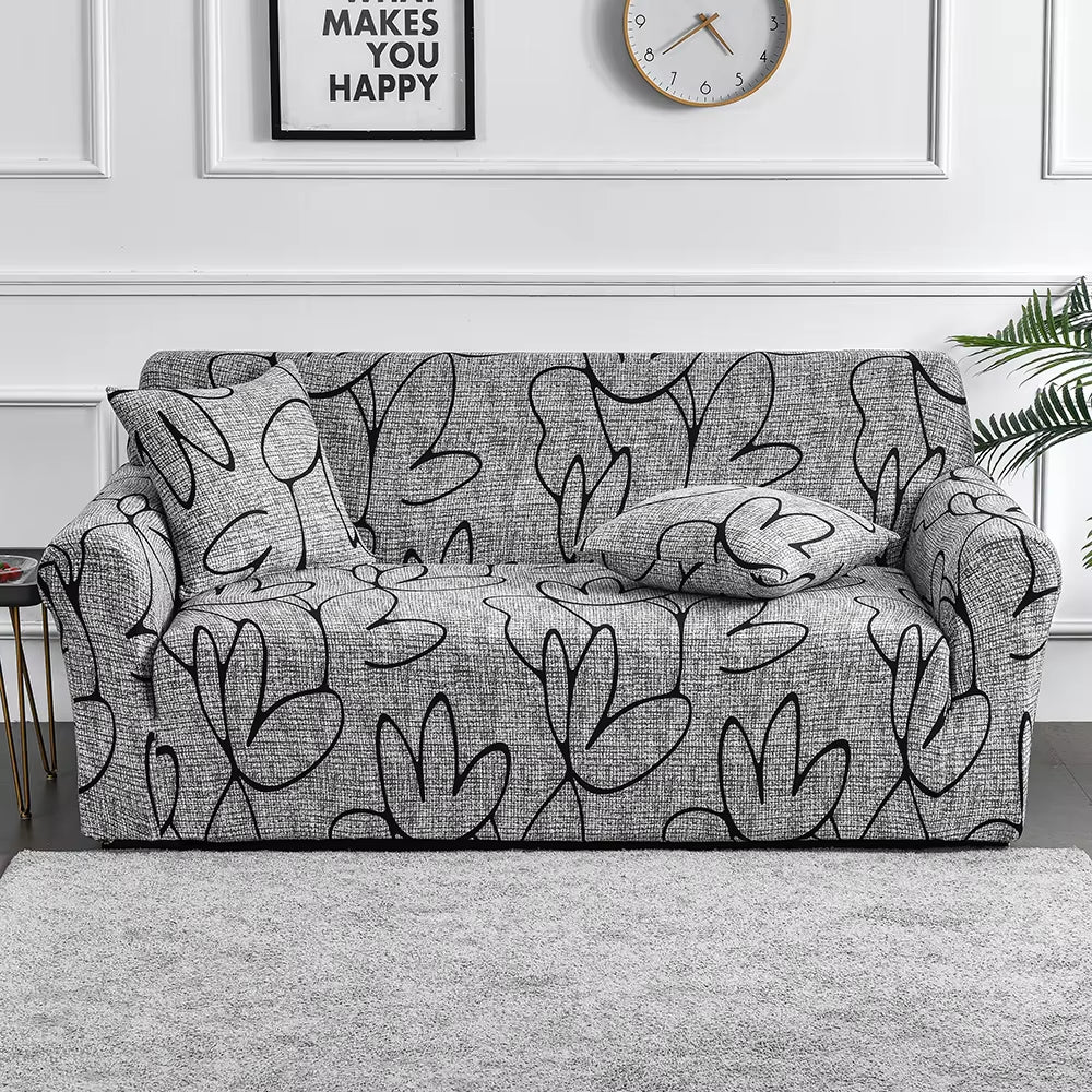 Flower Printed Elastic Sofa Cover - Antidirt Spandex Furniture Protector for Bedroom, Office, and Living Room Decor