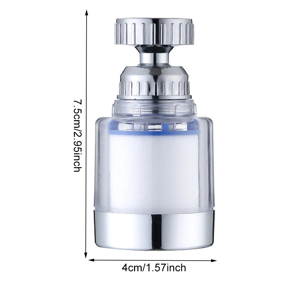 360 Degree Water Filter Tap with PP Cotton Filter Element Tap Descaler Attachment Easy to Install and Replace Suitable for Tap
