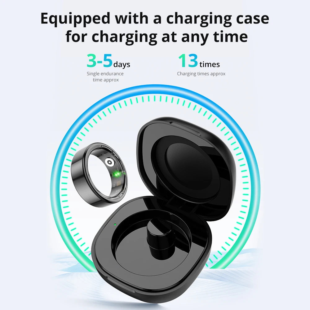 2024 R02 Smart Ring with Charging Case for Men Women, Battery Life, 39 Days, Health Monitor, 5ATM Waterproof