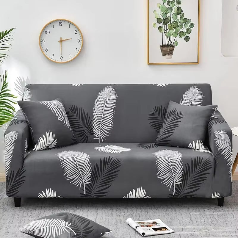 Flower Printed Elastic Sofa Cover - Antidirt Spandex Furniture Protector for Bedroom, Office, and Living Room Decor