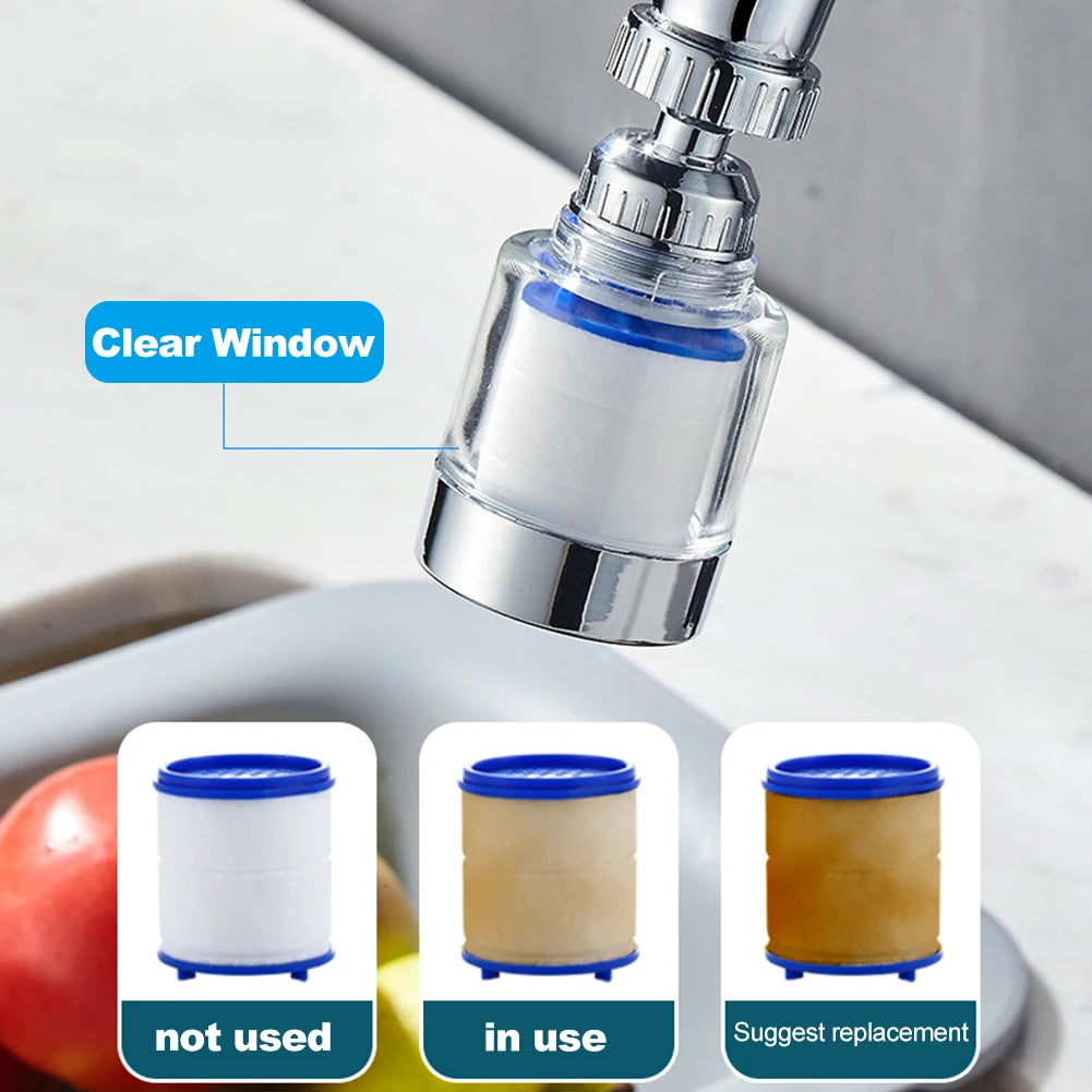 360 Degree Water Filter Tap with PP Cotton Filter Element Tap Descaler Attachment Easy to Install and Replace Suitable for Tap