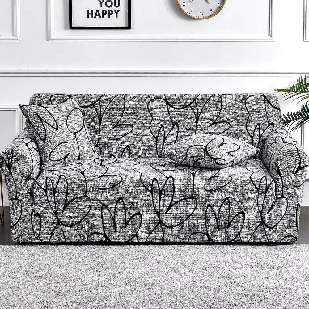 Flower Printed Elastic Sofa Cover - Antidirt Spandex Furniture Protector for Bedroom, Office, and Living Room Decor