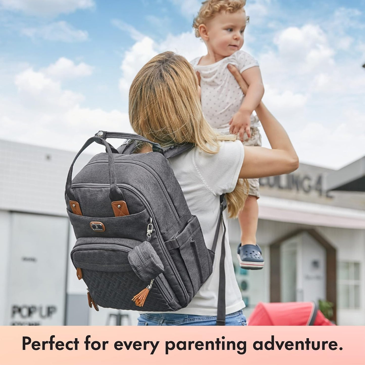 Dikaslon Large Nappy Backpack – All-in-One Baby Bag for Mum & Dad with Changing Mat, Pacifier Holder & Stroller Straps