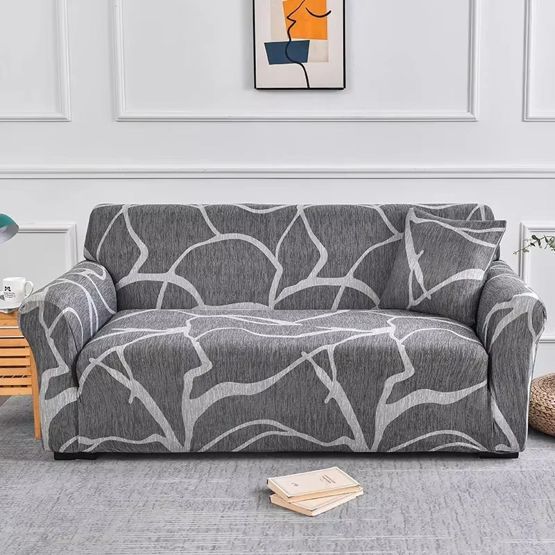 Flower Printed Elastic Sofa Cover - Antidirt Spandex Furniture Protector for Bedroom, Office, and Living Room Decor
