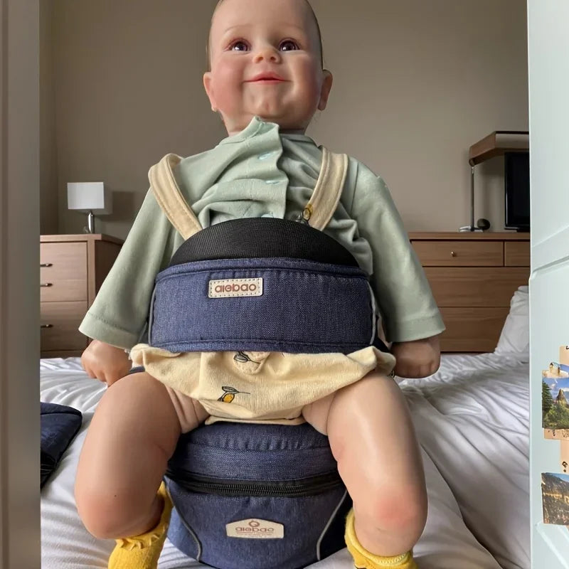Baby Carriers Lumbar Seat with Adjustable Straps and Storage Pouch -Breathable Mesh Hip Support Secure Attachment Feature Baby