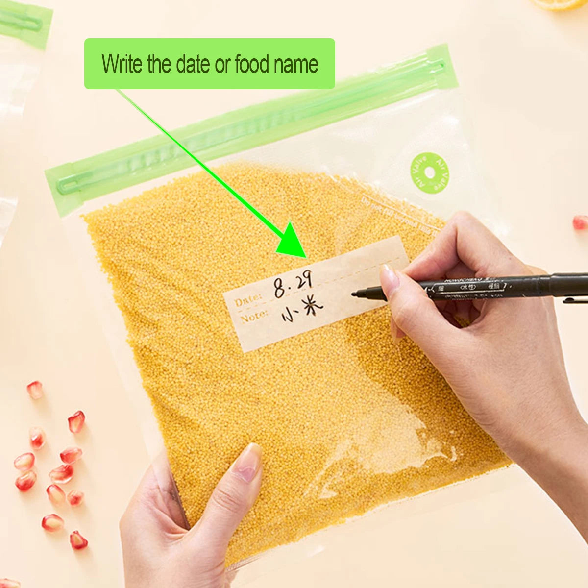 22Packs ( 20Pcs Vaccum Food Storage Bag and 2Pcs Sealing Clips) Packaging Bags, Reusable Clear Vacuum Food Storage Bag