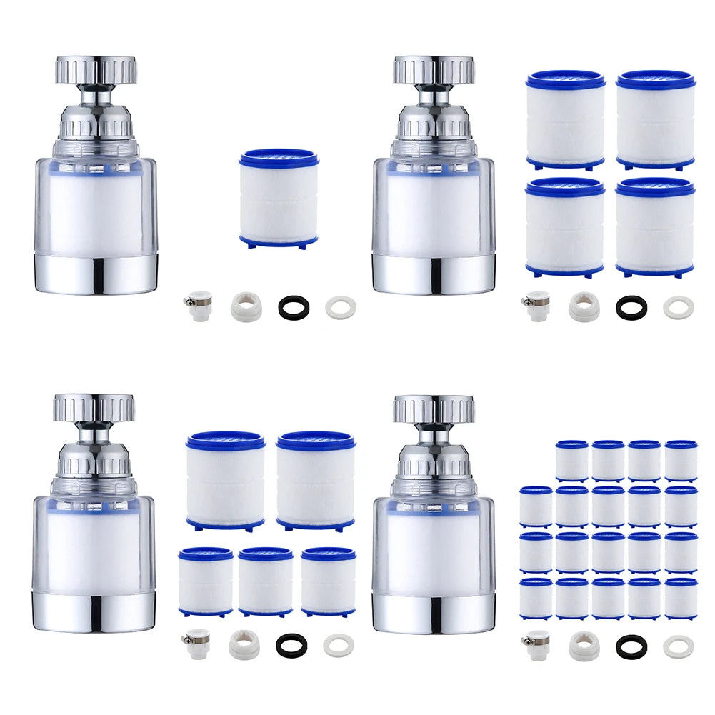 360 Degree Water Filter Tap with PP Cotton Filter Element Tap Descaler Attachment Easy to Install and Replace Suitable for Tap