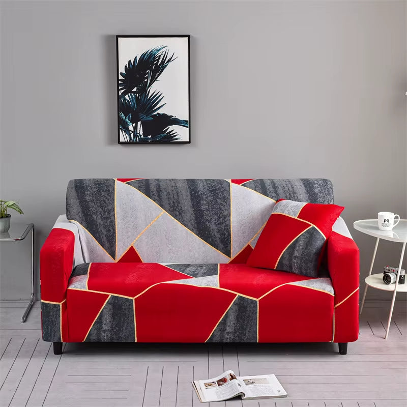 Flower Printed Elastic Sofa Cover - Antidirt Spandex Furniture Protector for Bedroom, Office, and Living Room Decor