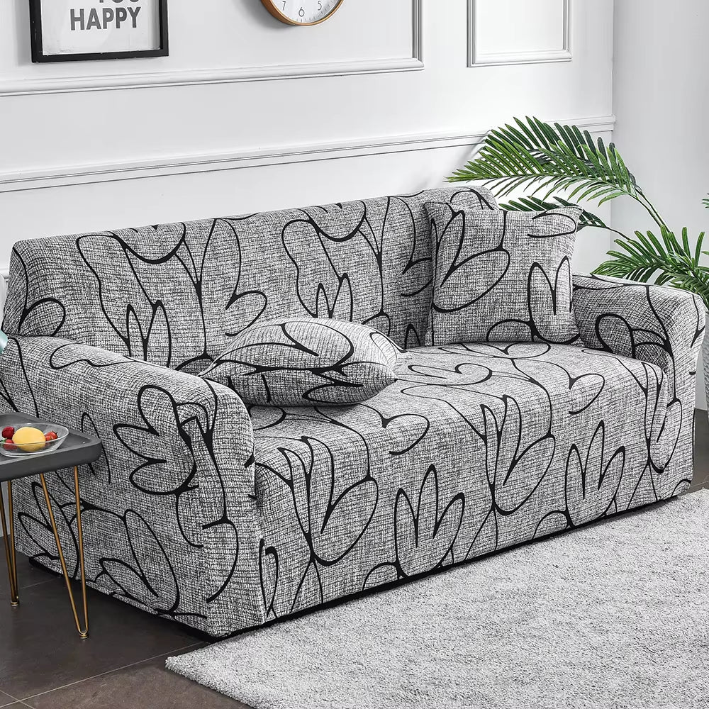 Flower Printed Elastic Sofa Cover - Antidirt Spandex Furniture Protector for Bedroom, Office, and Living Room Decor