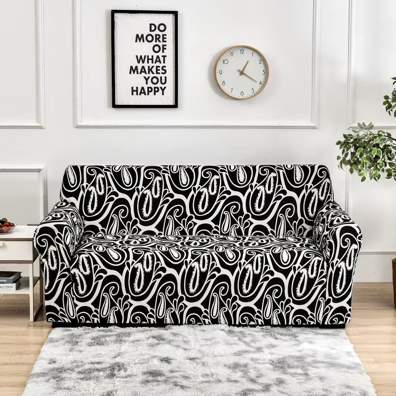 Flower Printed Elastic Sofa Cover - Antidirt Spandex Furniture Protector for Bedroom, Office, and Living Room Decor