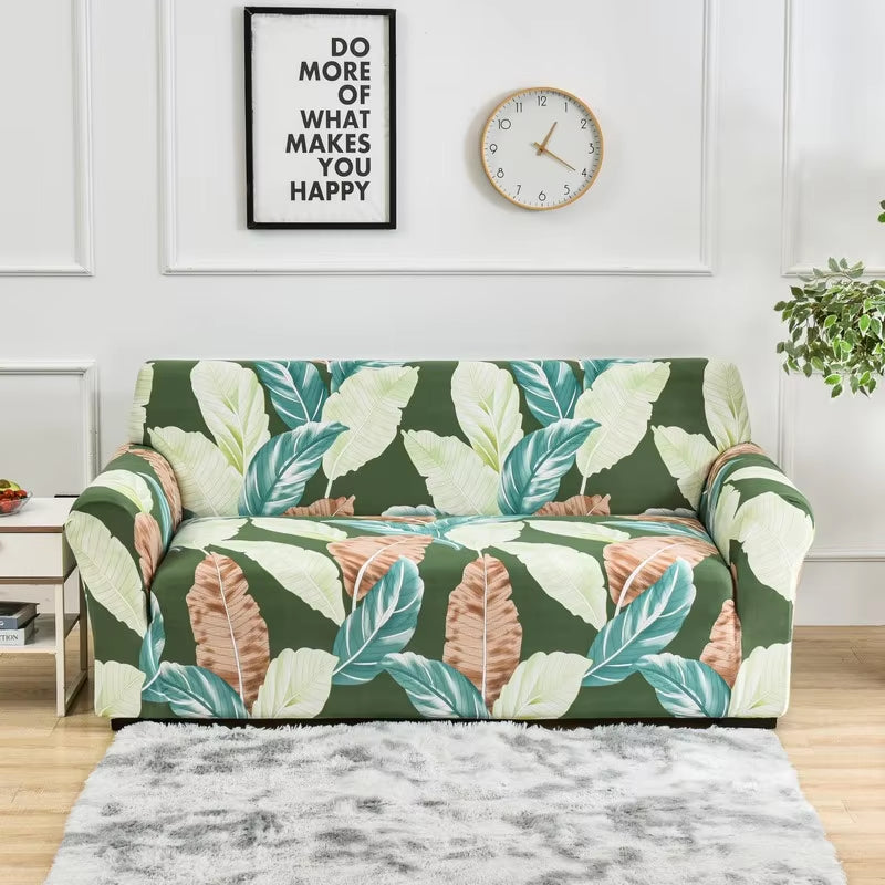 Flower Printed Elastic Sofa Cover - Antidirt Spandex Furniture Protector for Bedroom, Office, and Living Room Decor