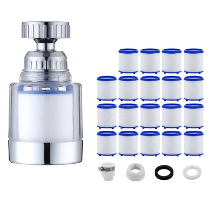 360 Degree Water Filter Tap with PP Cotton Filter Element Tap Descaler Attachment Easy to Install and Replace Suitable for Tap
