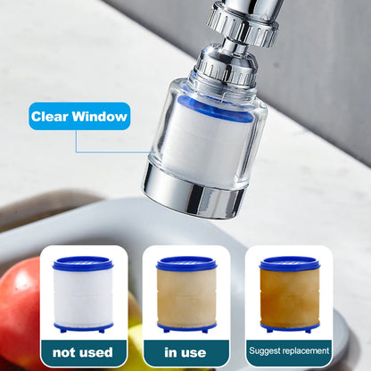 360 Degree Water Filter Tap with PP Cotton Filter Element Tap Descaler Attachment Easy to Install and Replace Suitable for Tap