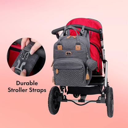 Dikaslon Large Nappy Backpack – All-in-One Baby Bag for Mum & Dad with Changing Mat, Pacifier Holder & Stroller Straps