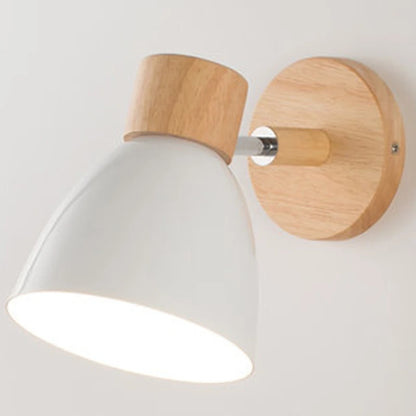 Wooden Nordic Wall Lamp with Switch Modern Wall Sconce for Bedroom Living Room Home Lighting Macaroon 6 Color Steering Head E27