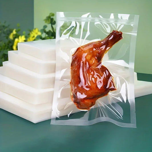 50Pcs Vacuum Sealer Bags, Disposable Airtight Compression Bag, Transparent Food Packaging Bag, for Meat,Fruit and Vegetable