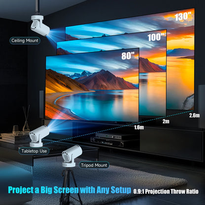 4K HY300 Pro + Projector Built in 5W Speaker 1280*720P Android 11 8000 Lumens Wifi6 BT5.4 Outdoor Portable Projector