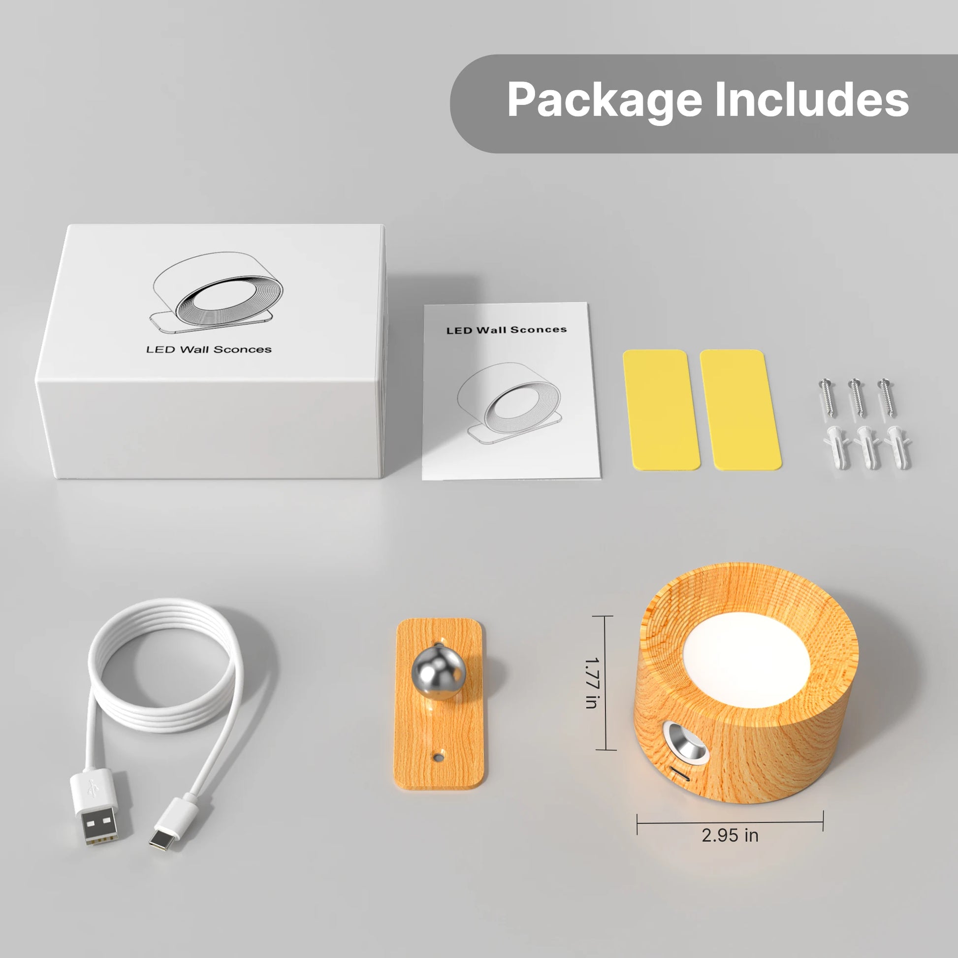 1Pc/2Pcs LED Wall Sconces, 3 Brightness Levels 3 Color Modes Wall Lights, Battery Operated 360° Rotatable Touch Control Wall Lam