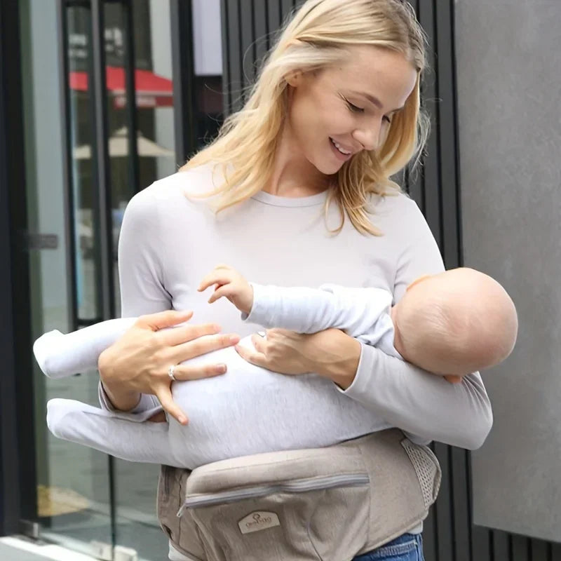 Baby Carriers Lumbar Seat with Adjustable Straps and Storage Pouch -Breathable Mesh Hip Support Secure Attachment Feature Baby