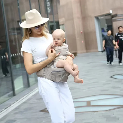 Baby Carriers Lumbar Seat with Adjustable Straps and Storage Pouch -Breathable Mesh Hip Support Secure Attachment Feature Baby