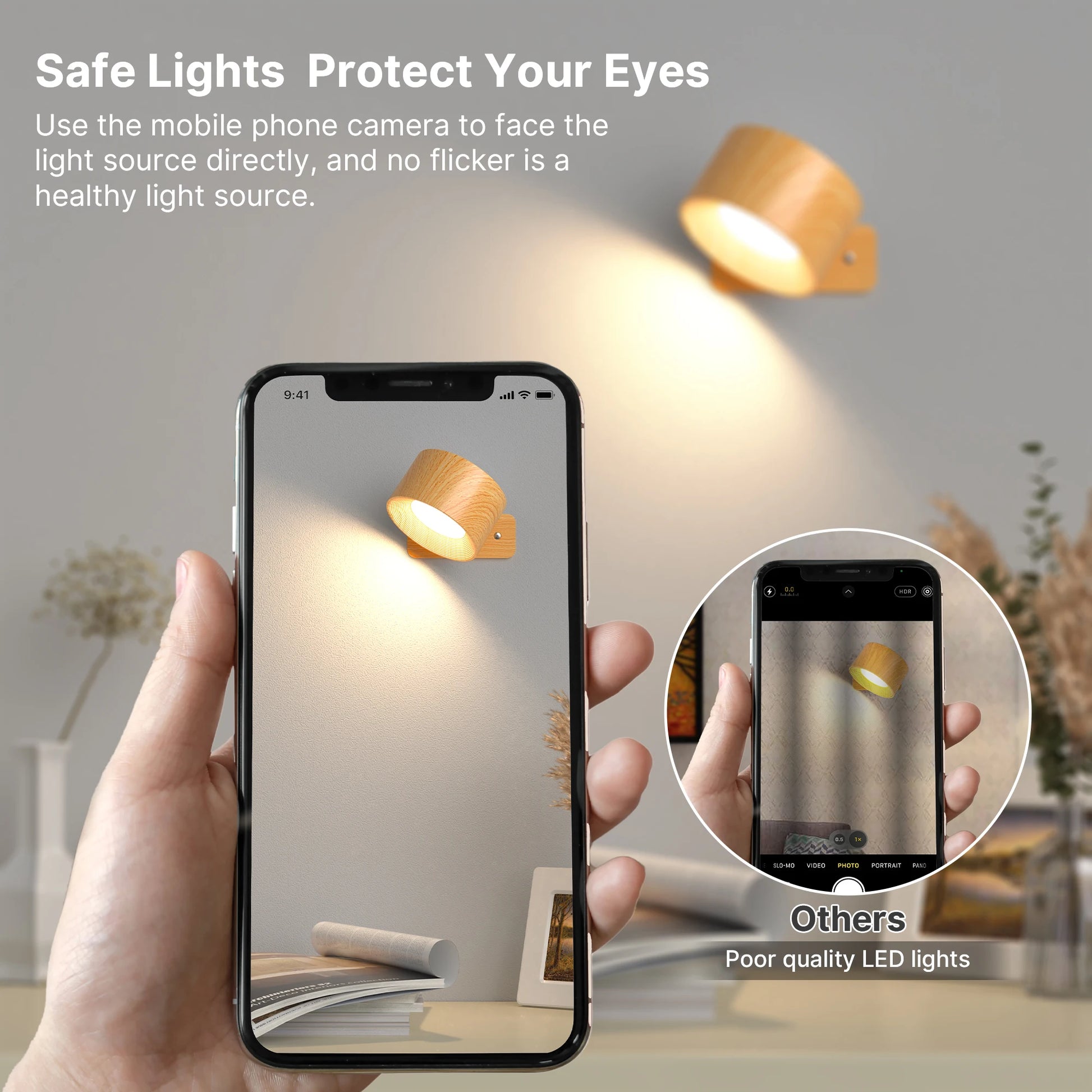 1Pc/2Pcs LED Wall Sconces, 3 Brightness Levels 3 Color Modes Wall Lights, Battery Operated 360° Rotatable Touch Control Wall Lam