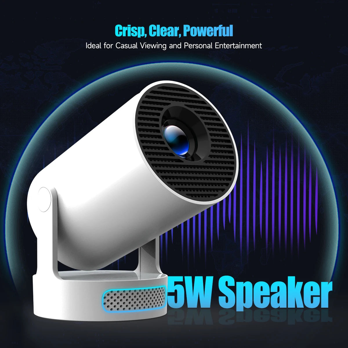 4K HY300 Pro + Projector Built in 5W Speaker 1280*720P Android 11 8000 Lumens Wifi6 BT5.4 Outdoor Portable Projector
