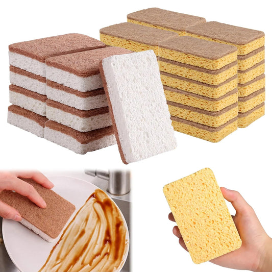 Biodegradable Scrubbing Sponges - Eco-Friendly Compostable Cellulose & Coconut Kitchen Sponges