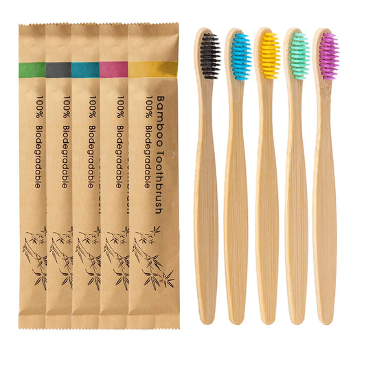 Bamboo Toothbrushes 10 Pack- Soft Bristles with Gourd Handle & Eco-Friendly Kraft Packaging