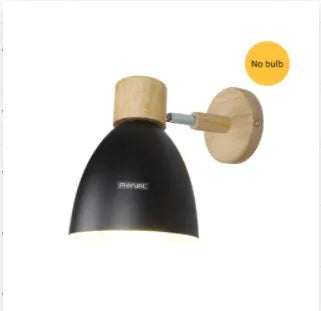 Wooden Nordic Wall Lamp with Switch Modern Wall Sconce for Bedroom Living Room Home Lighting Macaroon 6 Color Steering Head E27