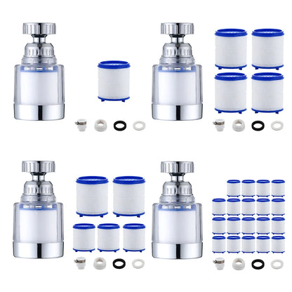 360 Degree Water Filter Tap with PP Cotton Filter Element Tap Descaler Attachment Easy to Install and Replace Suitable for Tap
