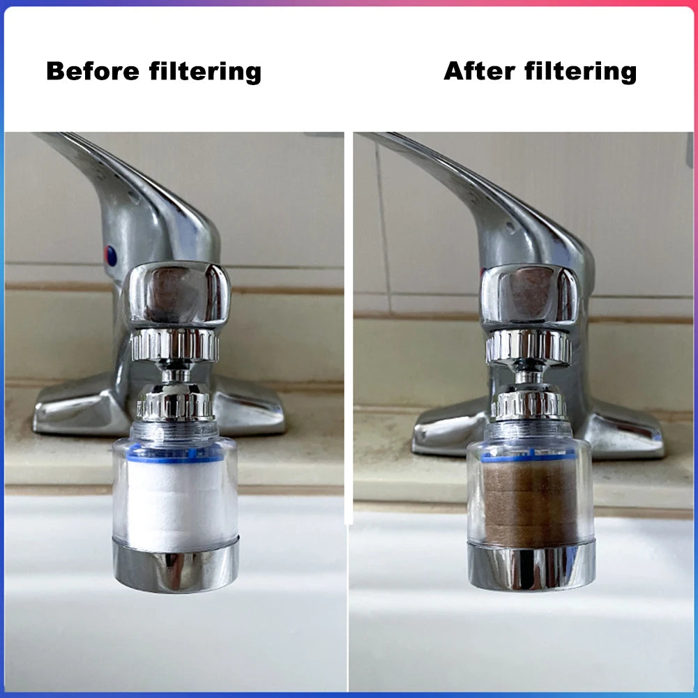 360 Degree Water Filter Tap with PP Cotton Filter Element Tap Descaler Attachment Easy to Install and Replace Suitable for Tap